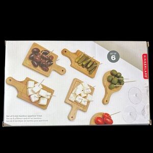 Kikkerland Appetizer Trays | Bamboo | Set of 6 | New/ Original Packaging |